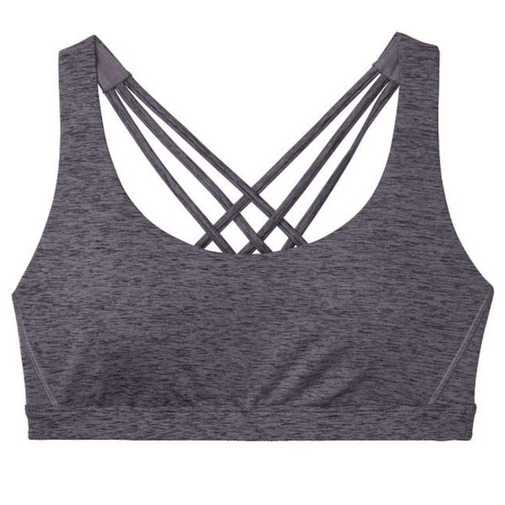 VICTORIA'S SECRET M Strappy Back Light Impact Sports Bra Black / Tornado Heather - Picture 3 of 3